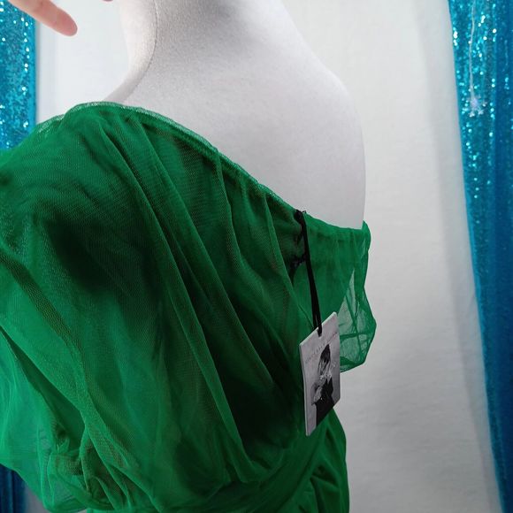 NWT Sincerely Jules Size M Green Tulle One Shoulder Pretty Top St. Patrick's Day - Picture 10 of 15
